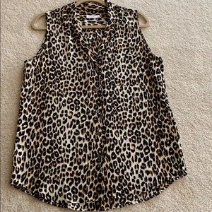 Equipment sleeveless leopard print silk blouse